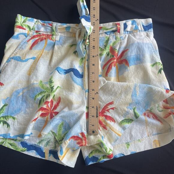 C&C‎ California Womens Shorts Size 14 Tropical Palm Leaf 100% Linen Pull-On - Picture 9 of 10